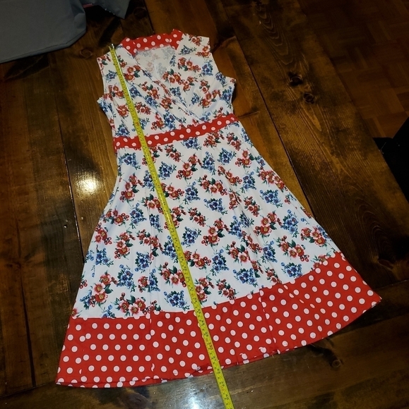 Red White & Blue Floral Print Sleeveless Sundress Lg - Picture 8 of 11